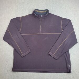 REI 1/4‎ Zip Pullover Sweater Mens XL Brown Fleece Mock Neck Outdoor Soft READ